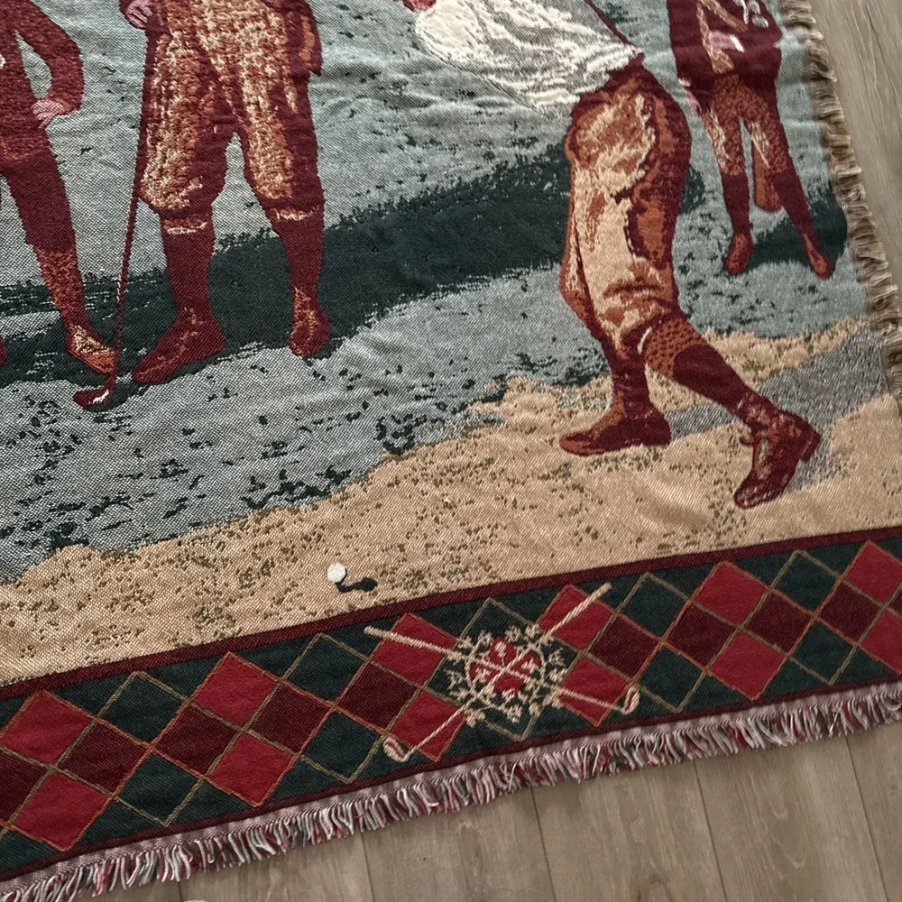 Goodwin Weavers Golfers Throw Blanket Tapestry 100%‎ Cotton Made In USA 68